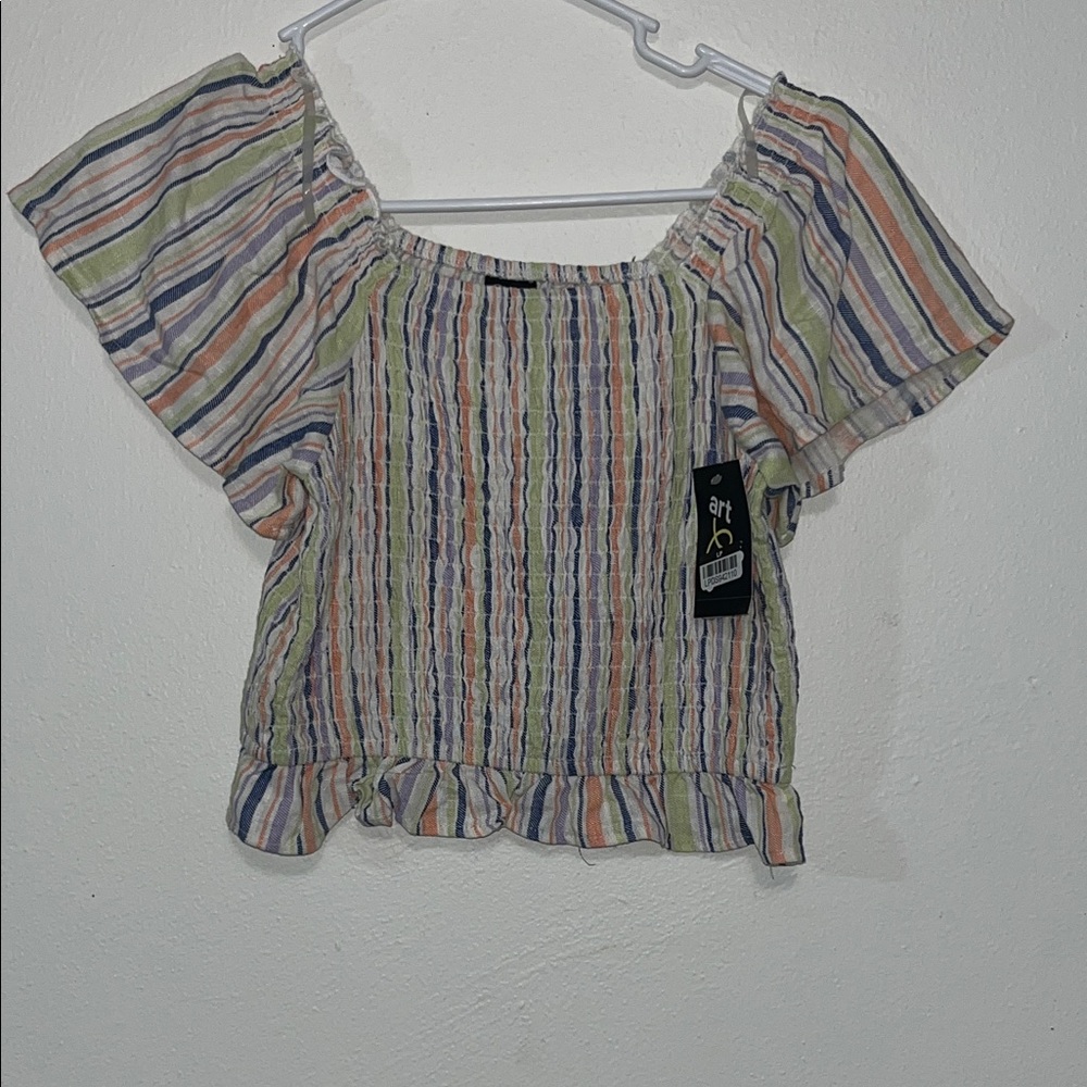 Art Class Pastel Striped Blouse